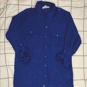 Blue Button-Up Blouse